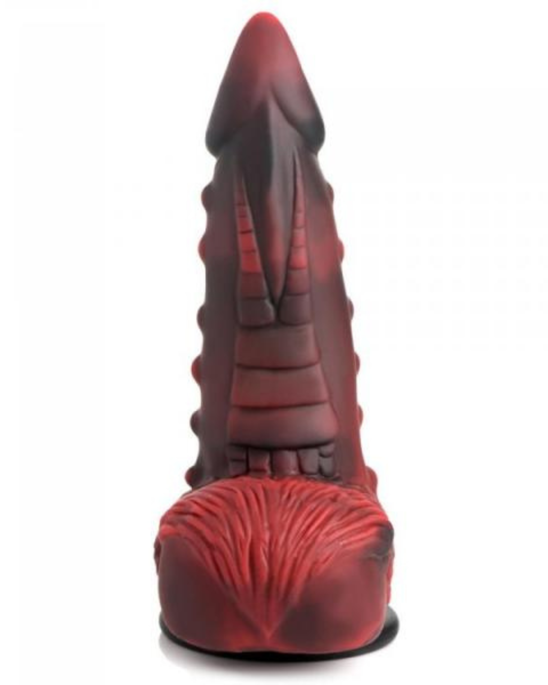 Lava Demon Thick Nubbed 8 Inch Silicone Dildo standing upright on a white background