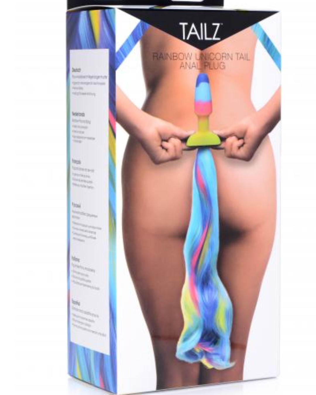 Rainbow Unicorn Tail with Anal Plug by XR Brands box 