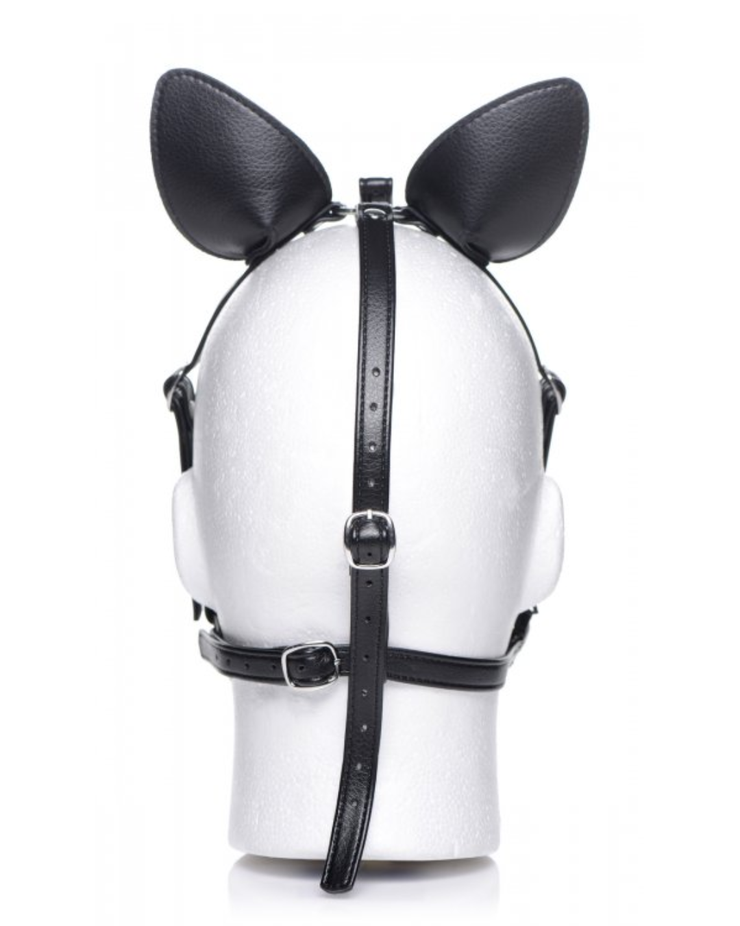 Dark Horse Pony Head Harness With Silicone Bit - Black on a mannequin, back view