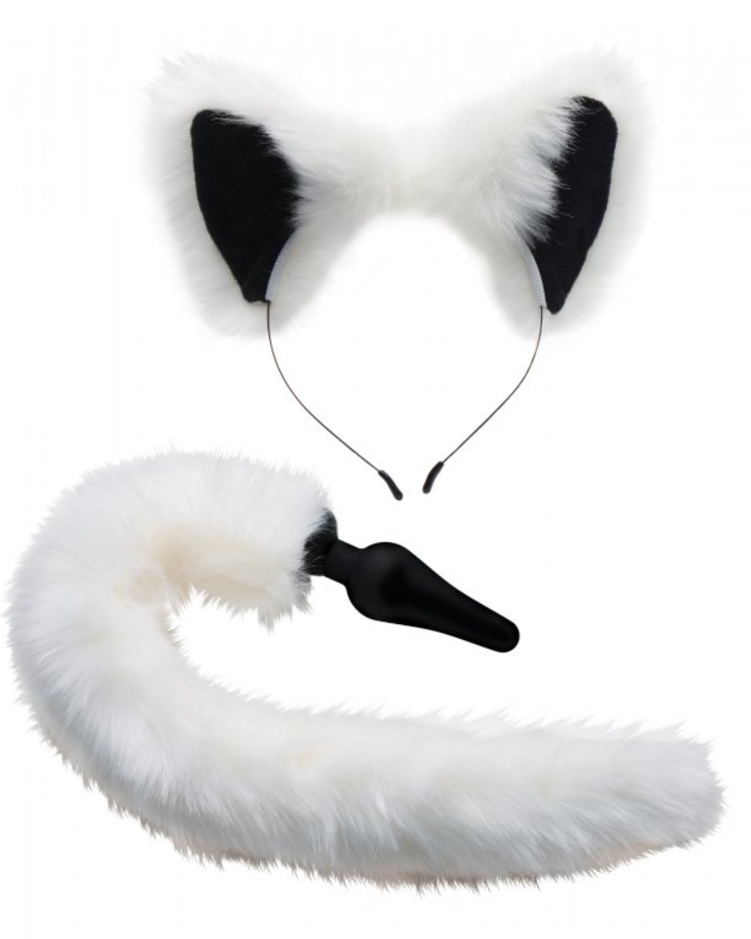White Fox Tail Anal Plug and Ears Set
