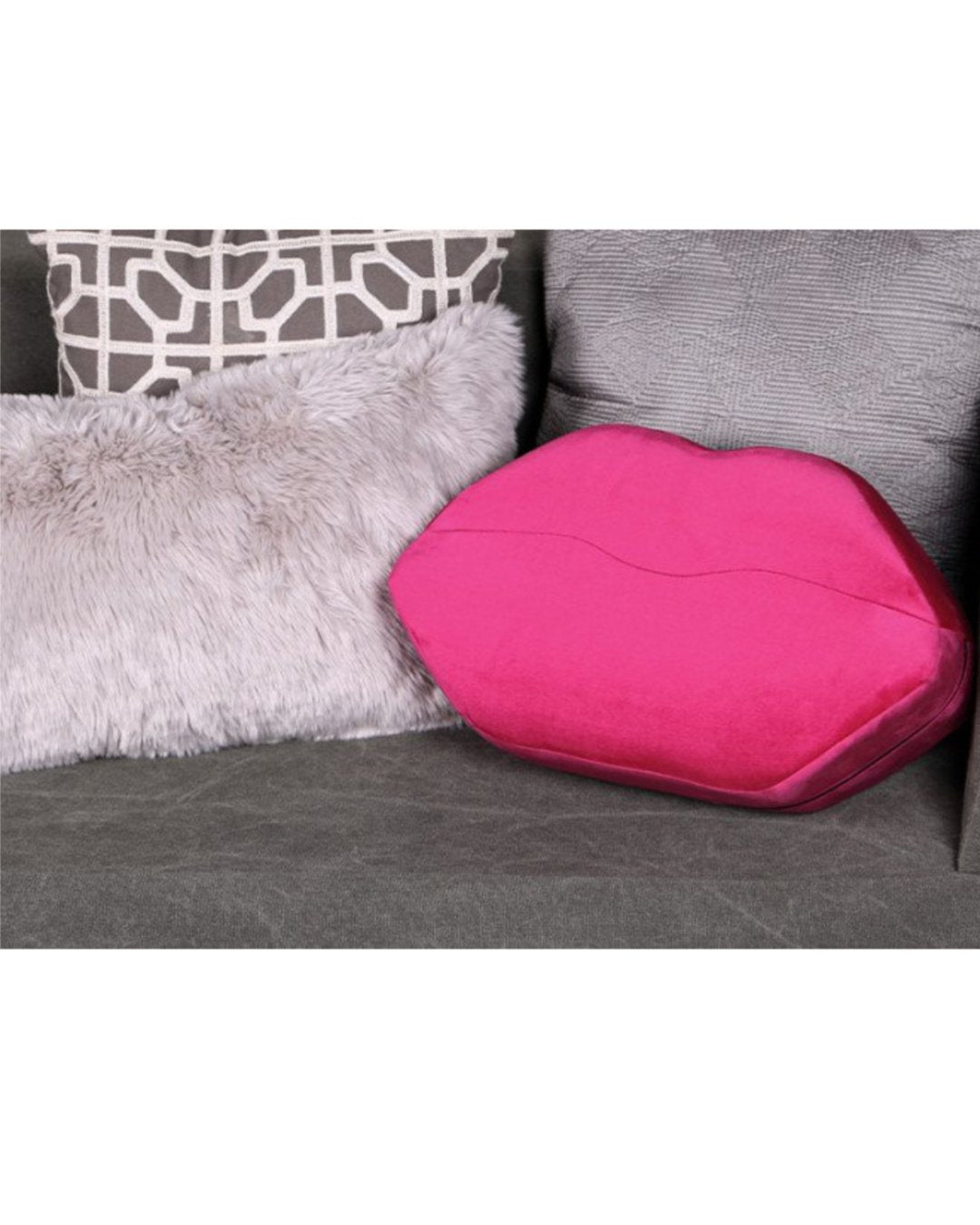 Liberator Kiss Sex Positioning Wedge Pink Pillow on Couch 