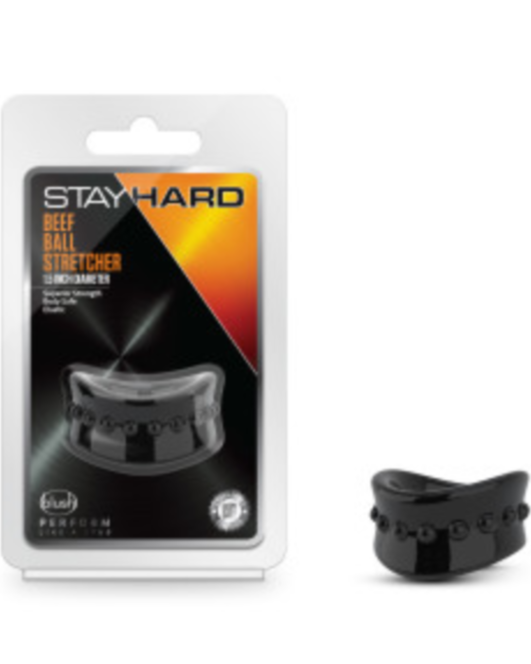 Stay Hard 1.5 Inch Beef Ball Stretcher by Blush Novelties with package