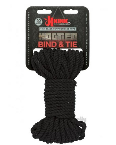Kink Hogtied Bind And Tie 50 foot Hemp Rope - Black