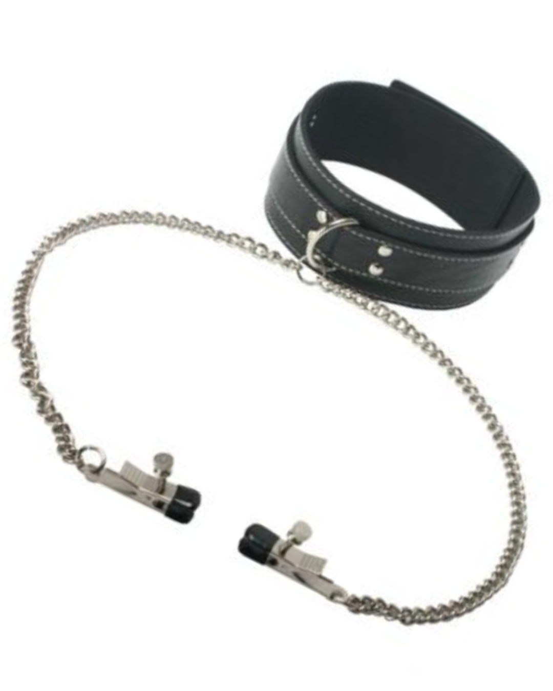 Coveted Leather Collar and Nipple Clamp Set