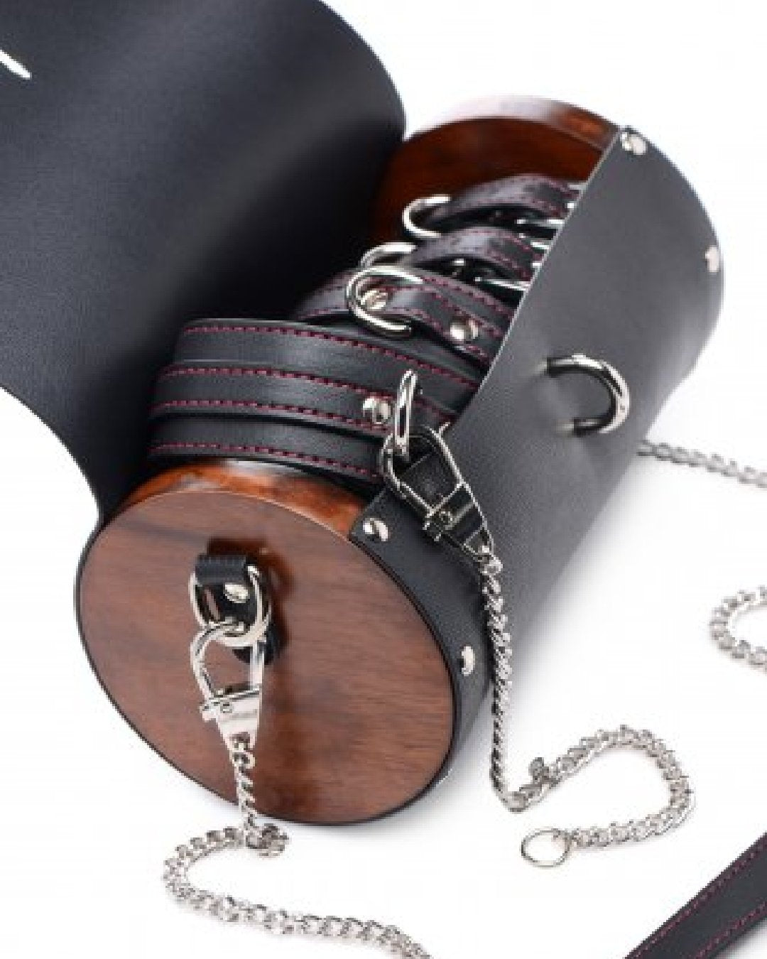 Kinky Clutch Black Bondage Set With Carrying Case showing the case open to reveals cuffs inside