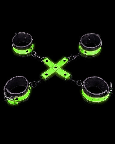Ouch! Glow In The Dark Hand & Ankle Cuffs With Hogtie