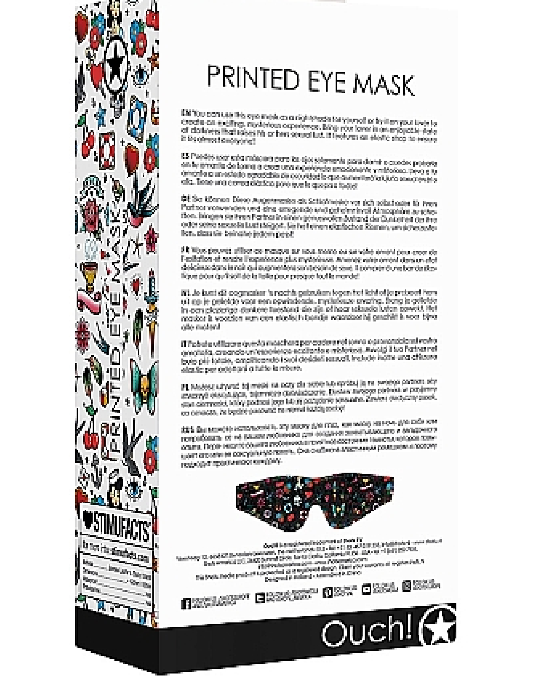 Ouch! Old School Tattoo Style Printed Eye Mask  back of box 