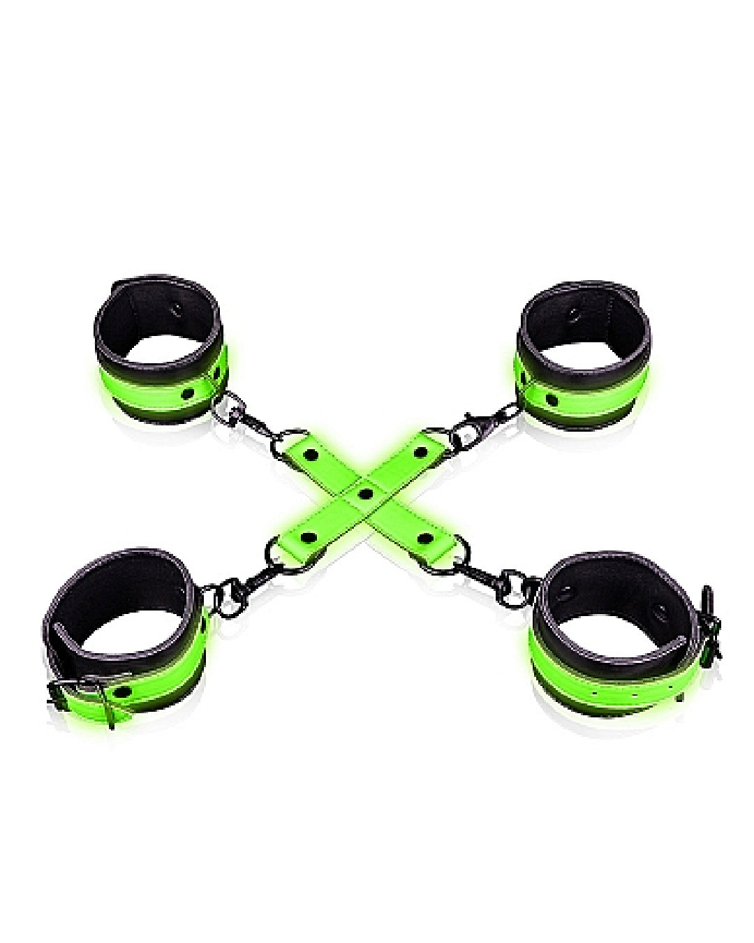 Ouch! Glow In The Dark Hand & Ankle Cuffs With Hogtie