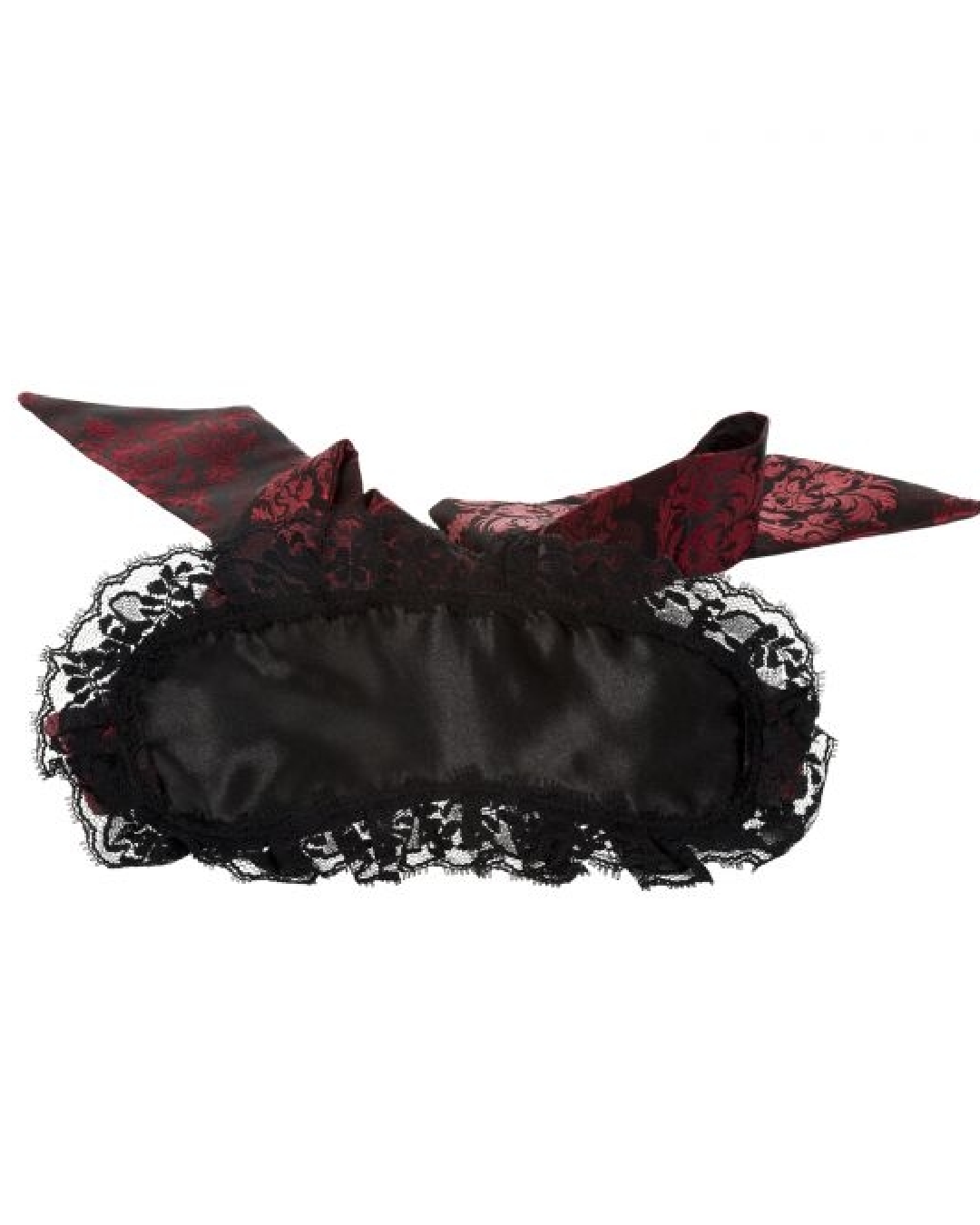 Scandal Blackout Lace Blindfold mask with bow tied on white background 