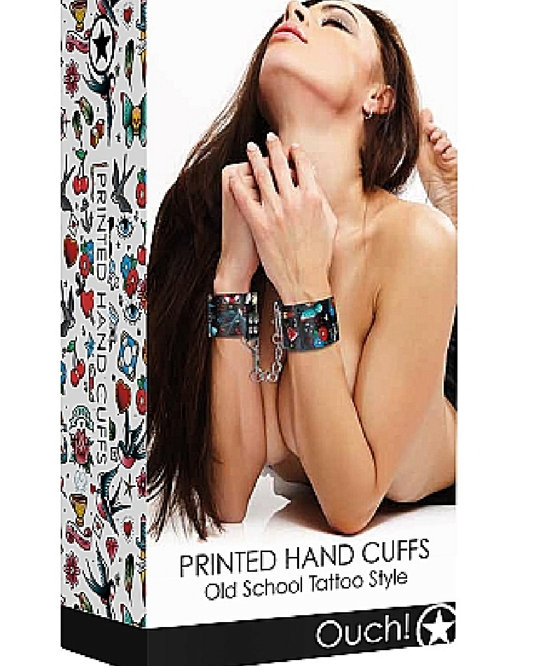 Ouch! Old School Tattoo Style Printed Hand Cuffs  product box 