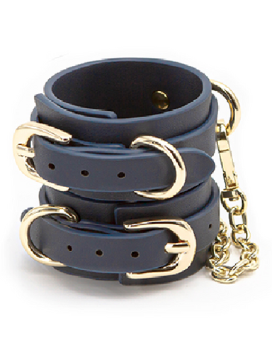 Bondage Couture Vegan Leather Wrist Cuffs - Blue