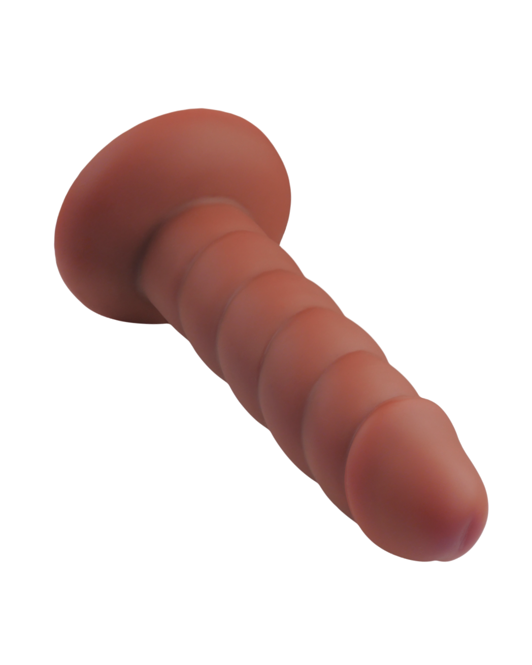 Suga Daddy 5.5 Inch Swirled Brown Silicone Dildo front view on angle 