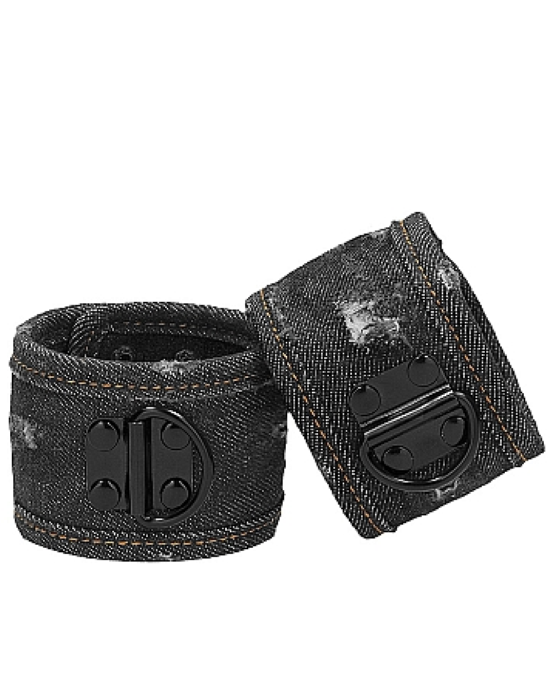 Ouch!  Roughend Denim Style Ankle Cuffs  - Black