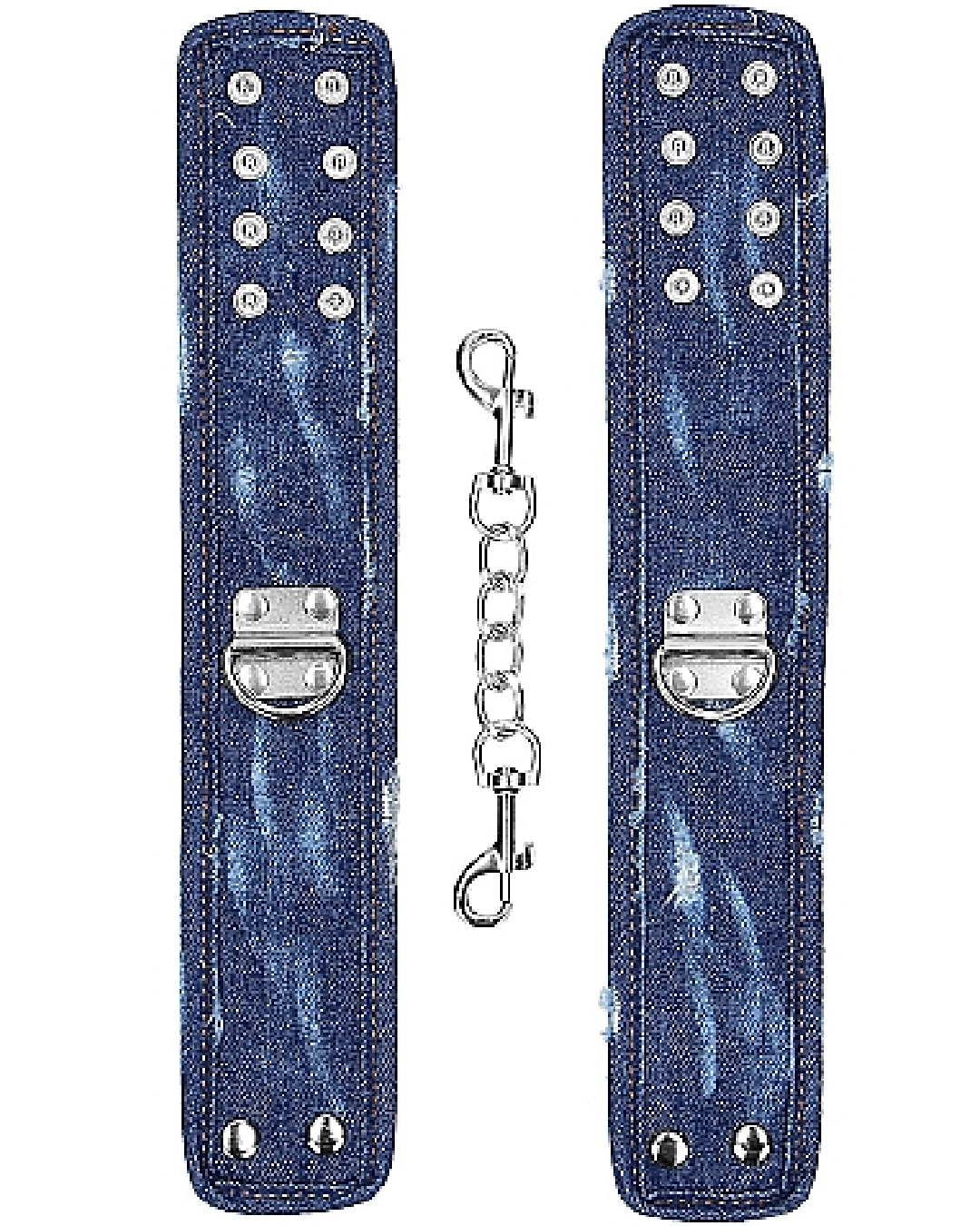 Ouch!  Roughend Denim Style Ankle Cuffs  - Blue