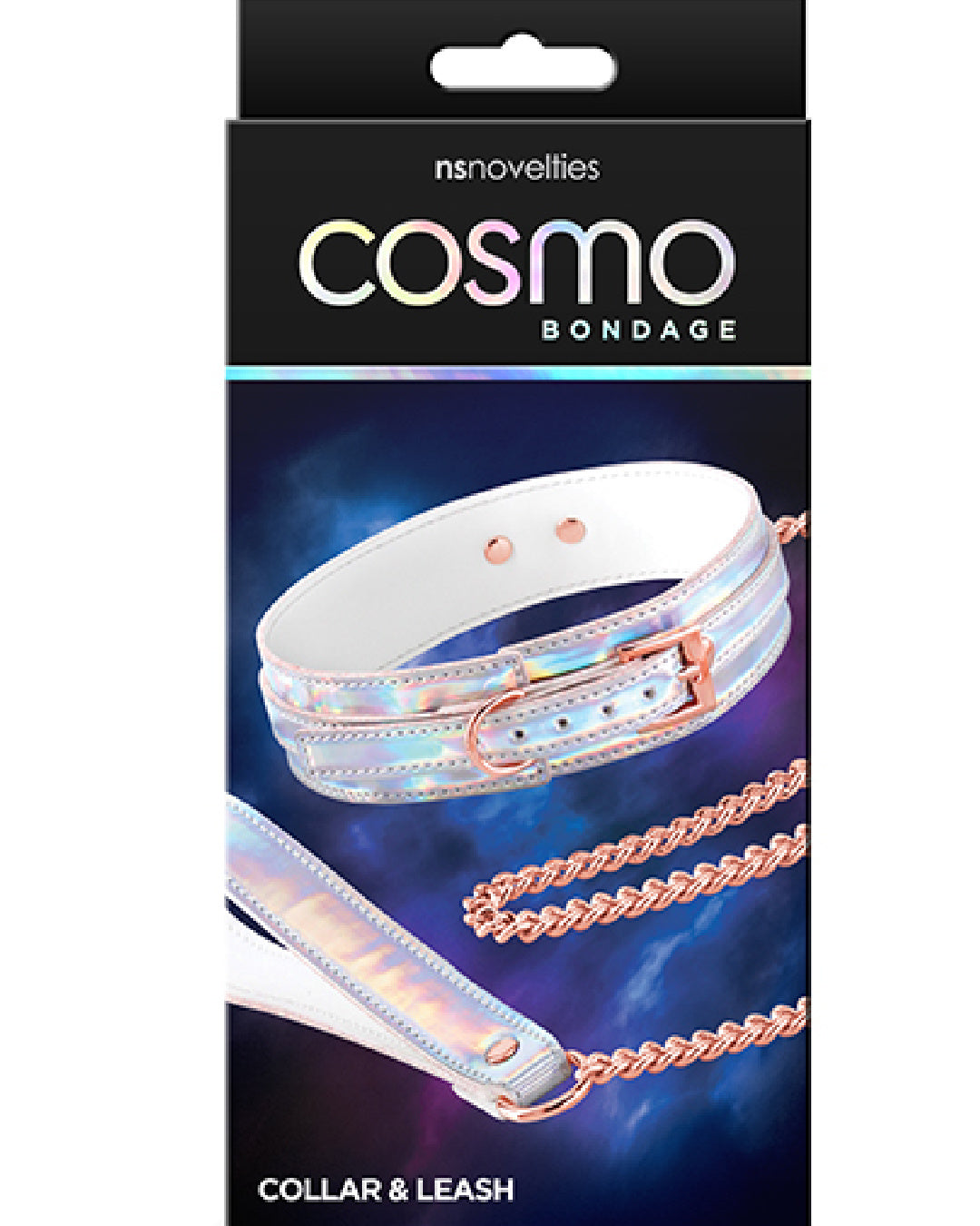 Cosmo Bondage Holographic Collar and Leash product box 