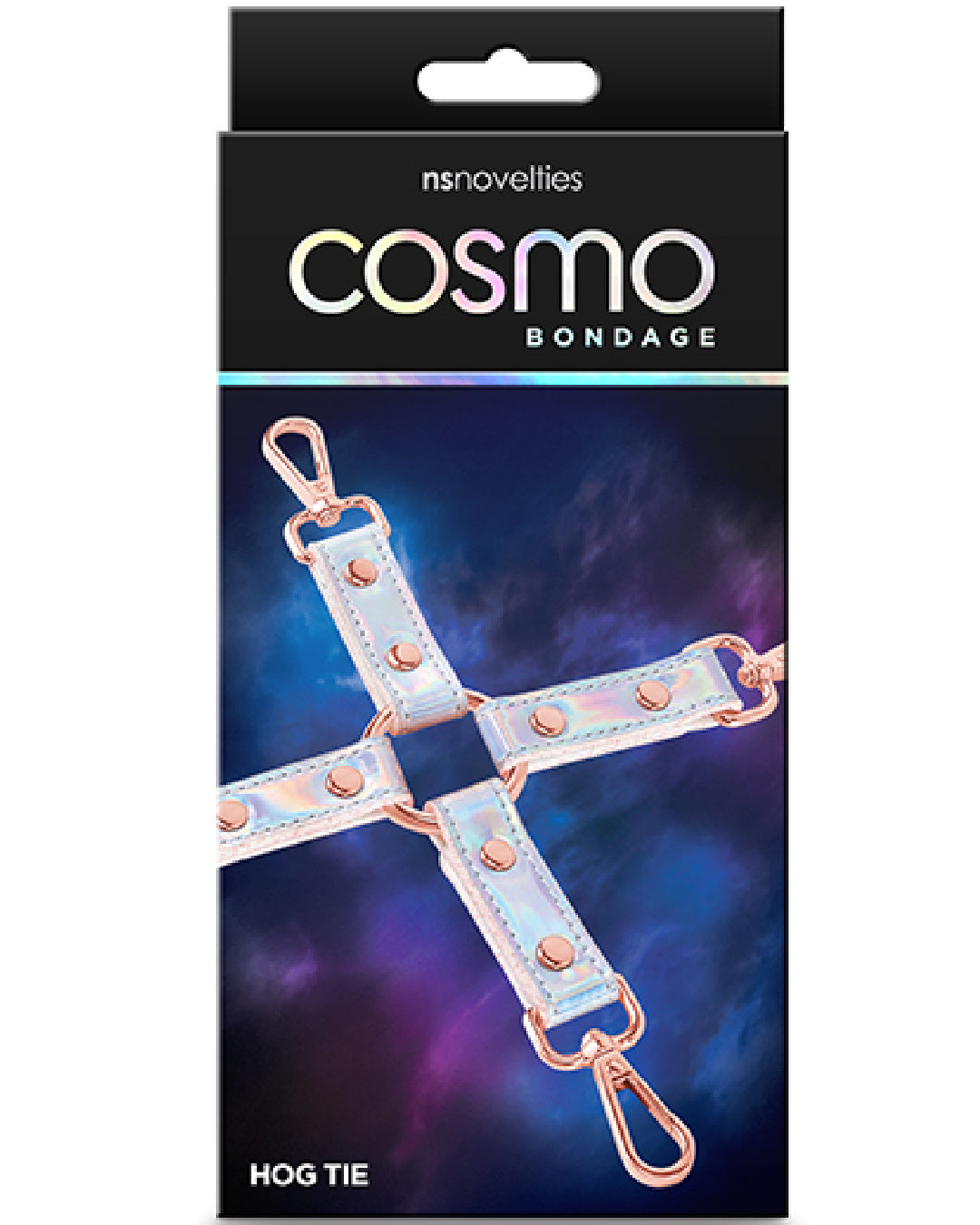 Cosmo Bondage Holographic Hog Tie Set product box 