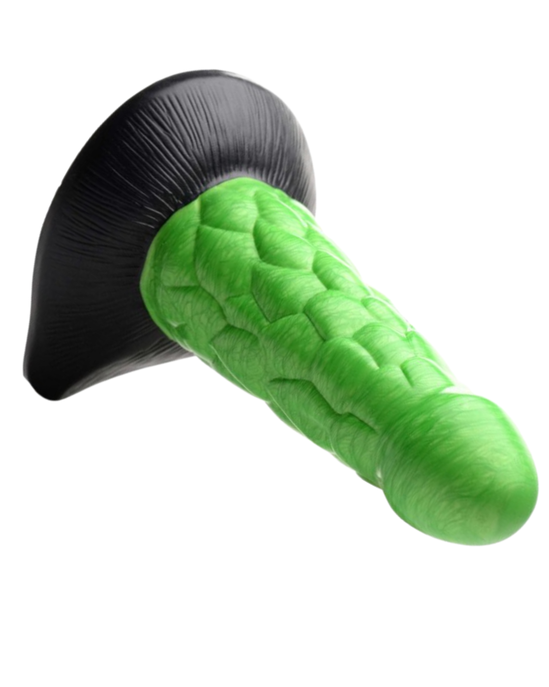 Radioactive Reptile Scaly Thick 7.5 Inch Silicone Fantasy Dildo close up of tip