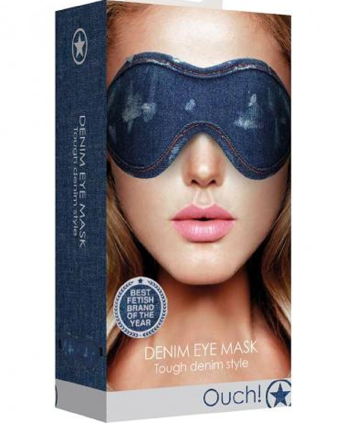 Ouch!  Roughend Denim Style Eye Mask - Blue