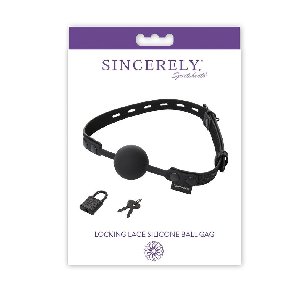 Sincerely Locking Lace Silicone Ball Gag by Sportsheets box