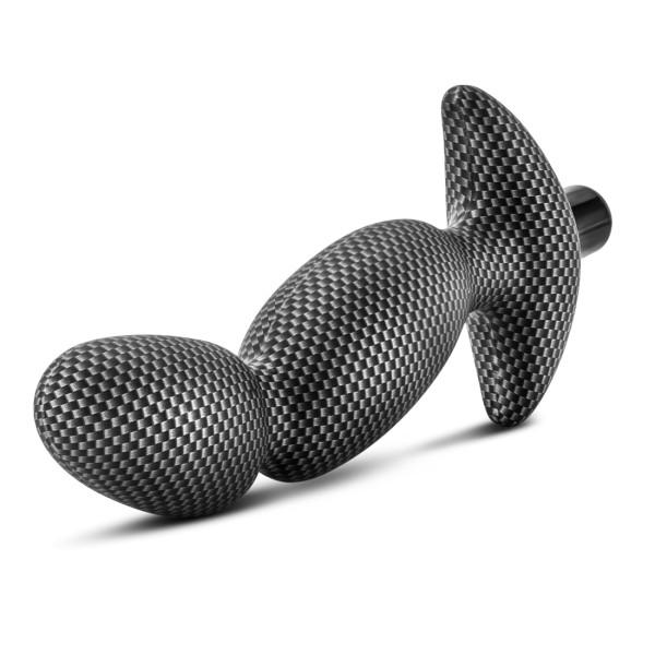Spark Ignition PRV 01 Prostate Stimulator by Blush - Carbon Fiber on its side with a view of the tip