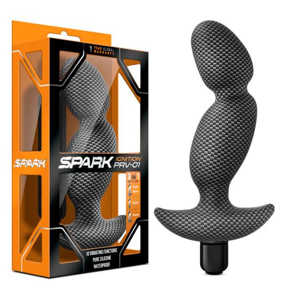 Spark Ignition PRV 01 Prostate Stimulator by Blush - Carbon Fiber with the packaging