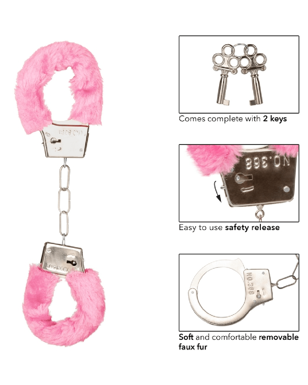 CalExotics Handcuffs Playful Furry Cuffs - Pink